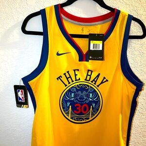 Chinese New Year Golden State Warriors #30 Curry Men’s Authentic Jersey Size S